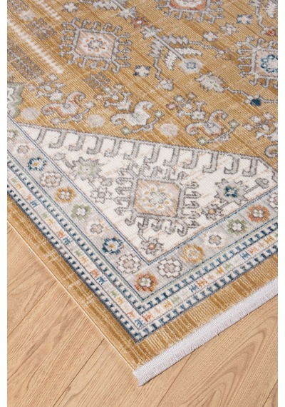 Polipropilen Polyester Pamuk Tabanlı Dokuma Halı Otantik Modern Salon Mutfak Halısı Gold Rengi N0104a Altın