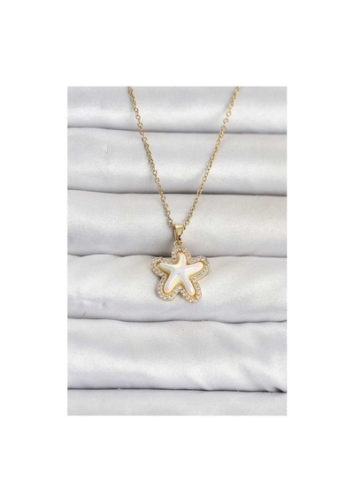 316l Çelik Zincir Gold Renk Deniz Yıldızı Model Kadın Kolye Tj-bko11084 Evimdeyokyok