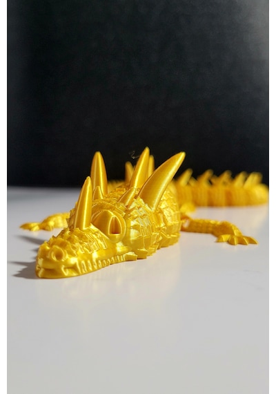 55 Cm Büyük Boy 3d Baskı Altın Ejderha Figürü Eklemli Dragon Biblo Dekoratif