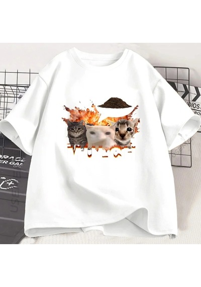 Startmore Beyaz Malç Komik Kedi Meme Klasik T Yaz Tees Streetwear Tee T Beyaz
