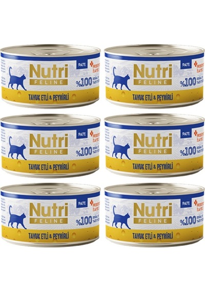 Nutri Feline Adult Pate 70gr Tavuk Etli & Peynirli 6 Adet Yaş Yetişkin Kedi Maması