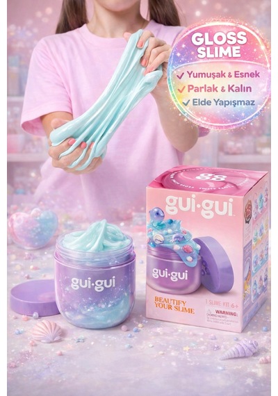 Gui Gui Beautify Your Slime Gloss Slime Seti Figürlü Dekorlu Saklama Kaplı Dıy Oyuncak - 1 Adet Çok  Renkli
