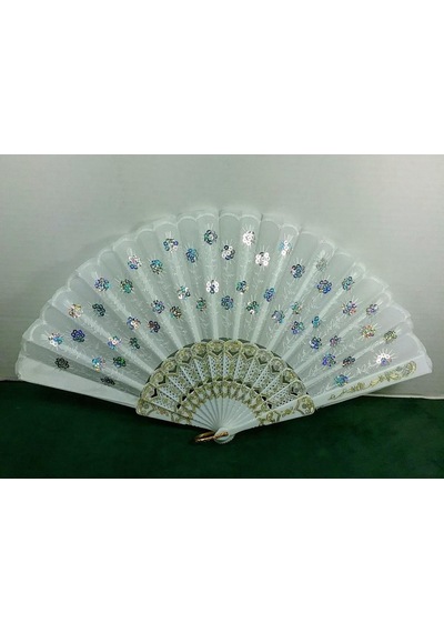 Yelpaze Şık Doğal Serinletici Pullu Yelpaze-877-13 Beyaz X 2 Adet