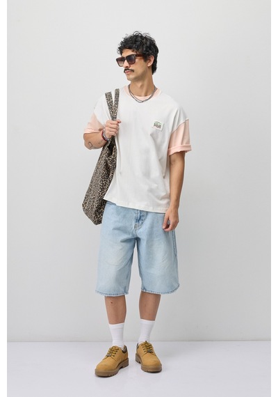 Vamos Oversize Baskılı Tişört V70-208 Somon