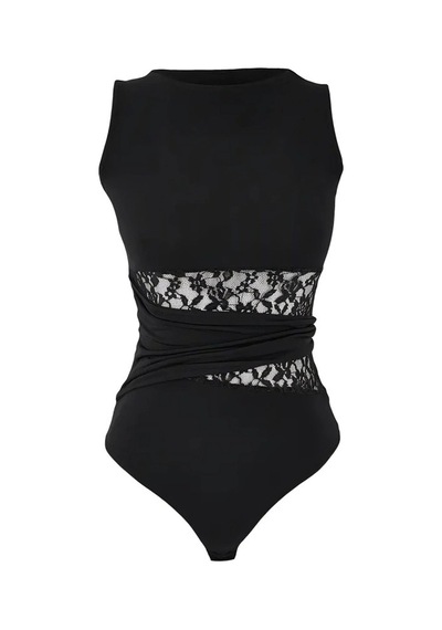 Hiccup Cut Out Dantel Detaylı Body Siyah
