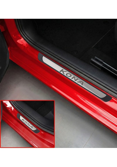 Hyundai Kona Krom Kapı Eşiği 2019 Ve Üzeri 4 Parça Paslanmaz Çelik Abs Çerçeve