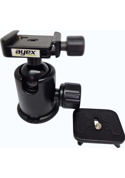 Kh-02 Ball Head Tripod Kafa, 360 Pan Tilt, 10kg Taşıma Kapasiteli, 1/4" Vida Uyumlu, Hızlı Bağlantı Plakalı Metal Kamera Kafası