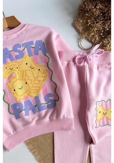 Noble Kids Kız Çocuk Pasta Baskılı Eşofman Takımı Pembe