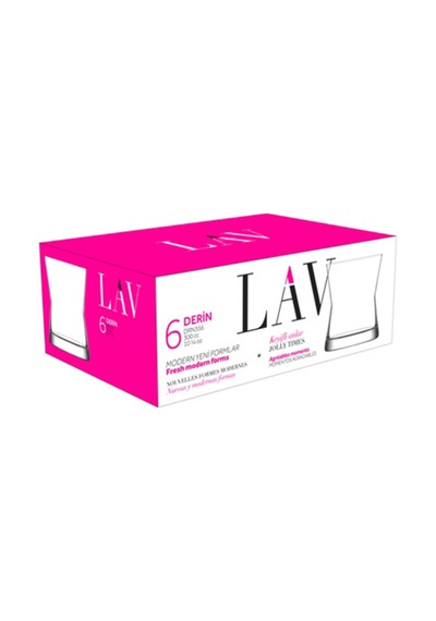 Lav Derin Cam Viski Bardağı 6'lı 300 ml (Meşrubat/Kokteyl Bardağı )