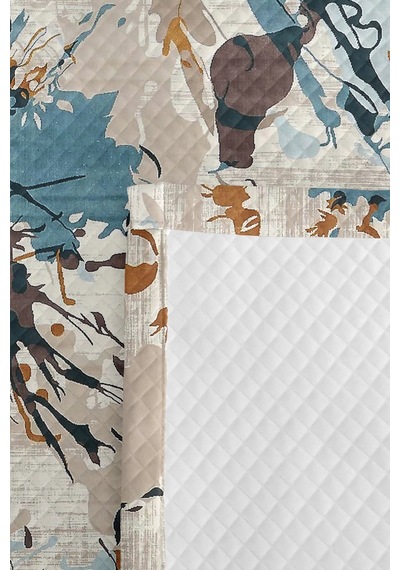 Mavi Geometrik Genç Odası Tek Kişilik Pike Takımı-bej Modern Kahve 160x220 Cm Kapitone Yatak Örtüsü Kuşluk Örtü Gölgesi