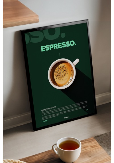 Espresso Kahve Siyah Ahşap Çerçeveli Poster, Dekoratif Duvar Tablosu