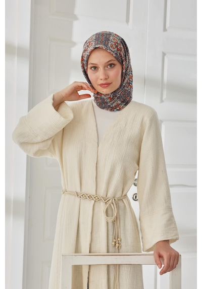 Silk Home Soft Eşarp 73093-18 Gri, Turuncu, Ekru, Bebe Mavi