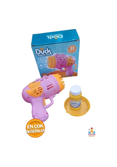 Pembe Duck Ördek Köpük Tabancası - Pilli Ve Çok Delikli Tasarım