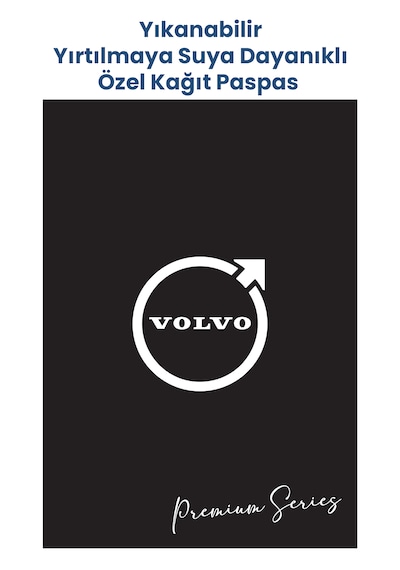Suya Dayanıklı Yıkanabilir Volvo Oto Paspas Kağıdı Siyah Gümüş Baskı 50 Adet - 35x50cm - Kalın