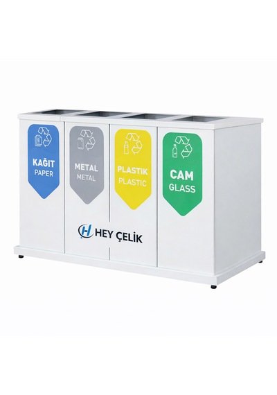 4 Lü Sıfır Atık Geri Dönüşüm Ünitesi Gd-218 Kurumsal Metal Atık Ayrıştırma Sistemi Hey Çelik