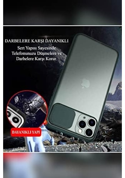 Apple iPhone 13 İle Uyumlu Kapak Lensi Açılır Kapanır Kamera Korumalı Kılıf - Siyah