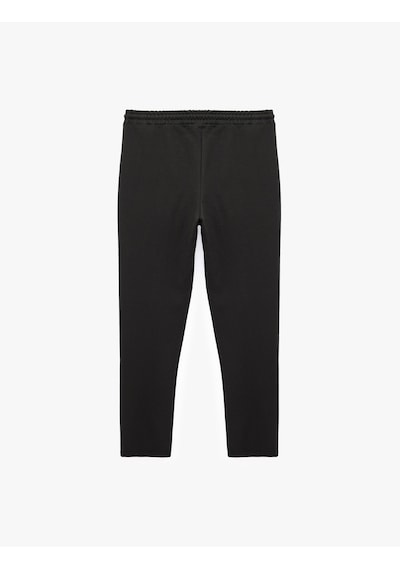 Koton Pamuklu Cepli Beli Bağcıklı Jogger Spor Eşofman Altı Siyah 7wam40084nk
