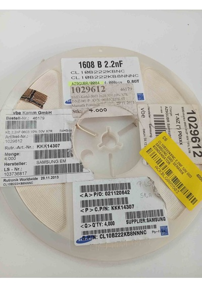 Cl10b222kbnc 2.2nf 50v 603 Samsung Uyumlu Smd Seramik Kondansatör 700 Adet