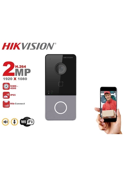 Hikvision Ip Villa Tipi Görüntülü Diafon Seti Beyaz 1 Monitörlü Wi-fi Kapı Telefonu Ve Interkom Sistemi
