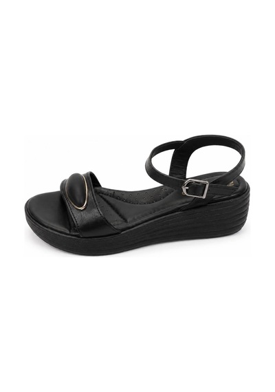 Trendyshose 6983 Yuksek Dolgulu Rahat Kadın Sandalet Siyah