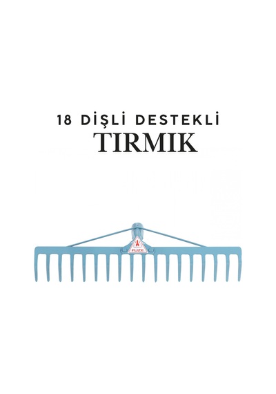 Füze 18 Tırmık 18 Dişli Takviyeli Çelik Bahçe Tırmığı - 4 Mm Kalınlık 56 Cm Bahçe Tarla Tırmığı