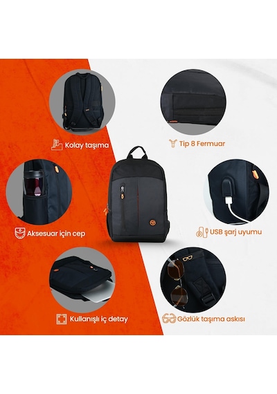Npo Citylife CL01S Smart 15.6" Notebook Sırt Çantası Siyah