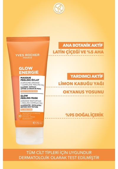 Yves Rocher Peeling Maske - %5 Aha - Işıltı Veren Botanik Kompleks Bakım Glow Energie 75ml-91326