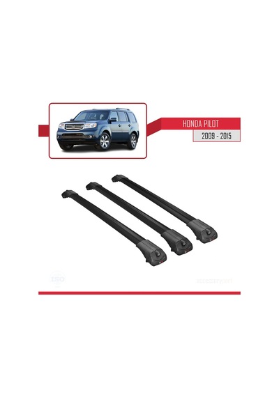Honda Pilot 2009-2015 Arası İle Uyumlu Ace-1 Ara Atkı Tavan Barı Siyah 3 Adet Bar