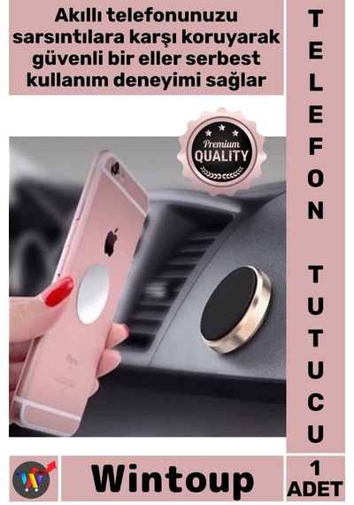 Telefontutucu Güçlü Mıknatıs 360 Derece Döner Metal Kompakt Gövde Şık Manyetik Araç Telefon Tutucu