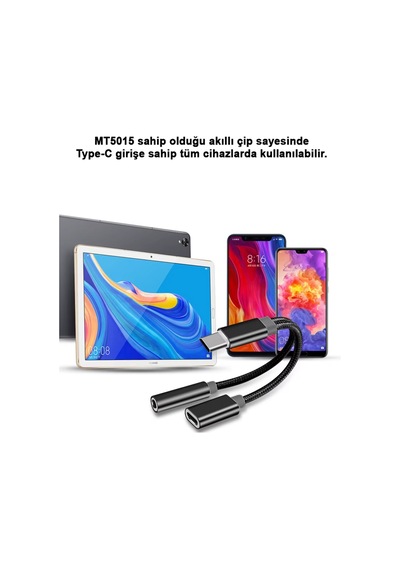 2in1 Type-c Şarj Ve Ses Aktarımı Kulaklık Aux Dönüştürücü Tak Çalıştır Bluetooth Gerekmez Mt5015