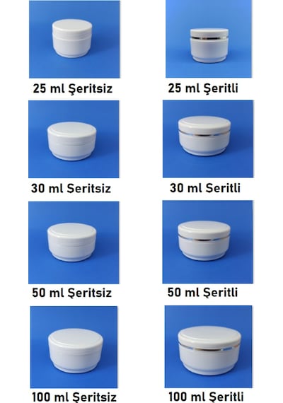 25-30-50-100-150 ML Boş Kozmetik-Krem-Pomat Kutusu Lüx Plastik Krem Kavanozu 1-250 Adet 25-30-50-100-150 ML Boş Kozmetik-Krem-Pomat Kutusu Lüx Plastik Krem Kavanozu 1-250 Adet