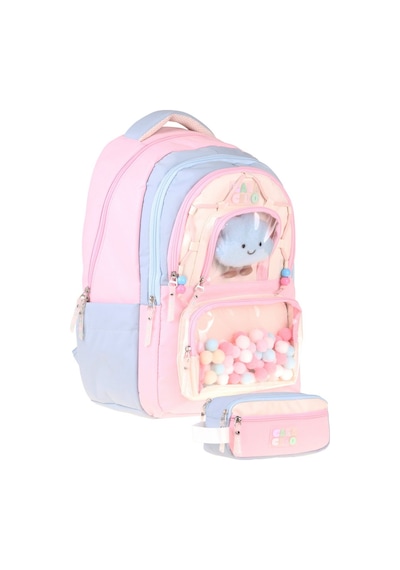 Calacilo Cloudy Kız Çocuk Cloudy Pembe Mavi Renkli Okul Sırt Çantası Ve Kalemlik Seti - Setcc-c4086c Pembe - Mavi
