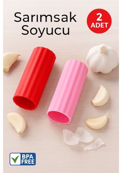 2 Li Sarımsak Soyucu Rulo Silikon, Bpa İçermez, Pratik Mutfak Yardımcısı Çok Renkli Diğer