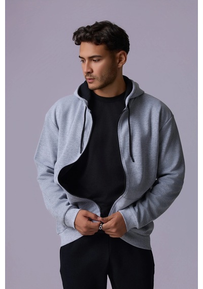Defys Erkek Kapüşonlu Fermuarlı Oversıze Sweatshırt Kırçıllı Gri Melanj - 527577758 Kırçıllı Gri Melanj Defys Erkek Kapüşonlu Fermuarlı Oversıze Sweatshırt Kırçıllı Gri Melanj - 527577758 Kırçıllı Gri Melanj