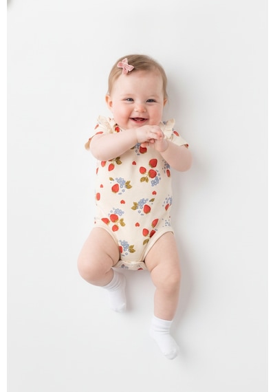 Tiffany Baby & Kids Strawberry Garden Organik Tasarımlı Yarım Kol Body ekru