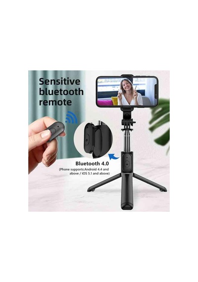3'ü 1 Arada Selfie Çubuğu Tripod, Kablosuz Uzaktan Kumanda, Uzatılabilir Stand, Tüm Akıllı Telefonlarla Uyumlu Siyah - 874873986 3'ü 1 Arada Selfie Çubuğu Tripod, Kablosuz Uzaktan Kumanda, Uzatılabilir Stand, Tüm Akıllı Telefonlarla Uyumlu Siyah - 874873986