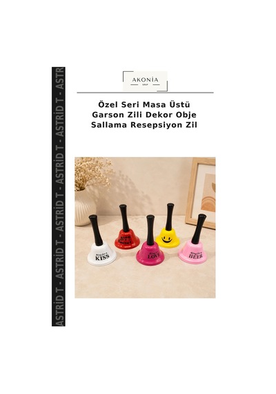 Özel Seri Masa Üstü Garson Zili Dekor Obje Sallama Resepsiyon Zil