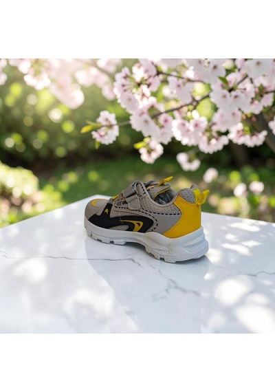 Almerakids Almera Kids 620 Buz Sarı Cırtlı Erkek Çocuk Spor Ayakkabı Gri
