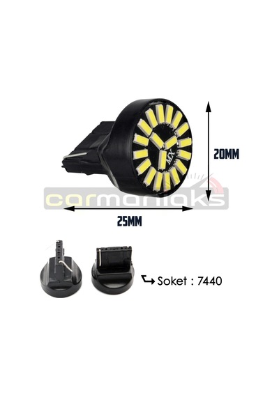 T20 W21 5W 7440 Beyaz Stop Sinyal Geri Vites Gündüz Far Ampülü