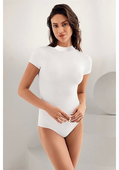 Saklımoda Kadın Kısa Kollu Balıkçı Yaka Çıtçıtlı Body B248 M