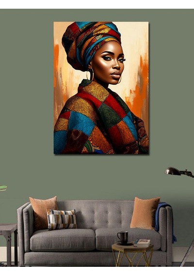 Kanvas Tablo Afrikalı Kadın Güzelliği 70cmx100cm