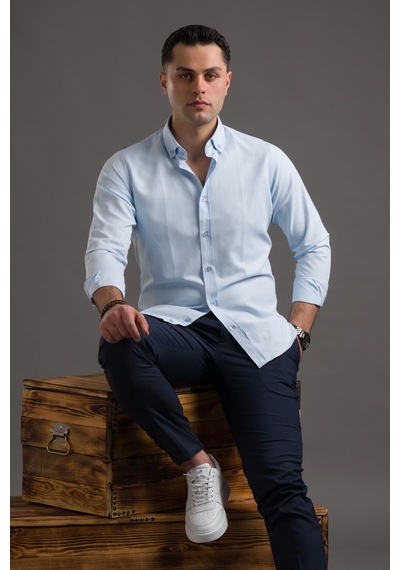 Advante Slimfit Düğmeli Yaka Uzun Kol Erkek Gömlek 001