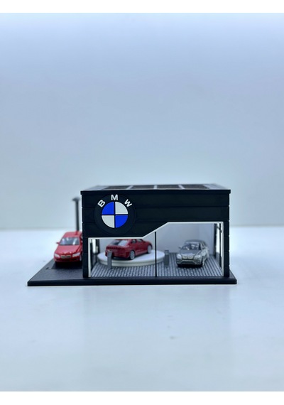 1/64 Ölçekli Siyah Renk Bmw Showroom Tasarımlı Diorama Araç Sergileme Garajı 3d Baskı