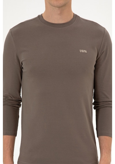 U.S. Polo Assn. Erkek Slim Fit Bisiklet Yaka Vizon Süprem Basic Sweatshirt 50313744-VR052