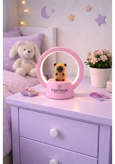 Çocuk Gece Lambası Usb Girişli Sevimli Tasarım Pembe