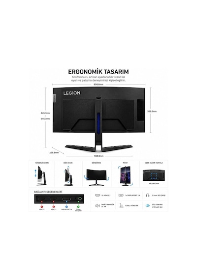Legion R34w-30 34 Inç 0.5 Ms 180 Hz Wqhd Curved Monitör 67c7gacbtk