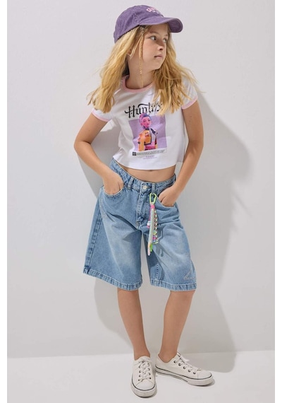 Defacto Regular Fit Mavi Jean Şort Kız Çocuk H8886a826aunm28 Mavi-nm28