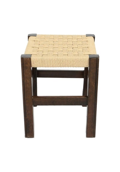 Hasır Örgülü Tabure 45 Cm Ceviz