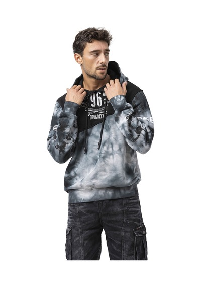 Cipo & Baxx Cl593 Erkek Hoodie Sweatshirt Modern Baskılı, Kapüşonlu, Rahat Kesim Sweatshirt Siyah