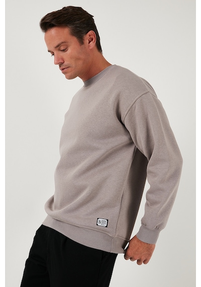 Buratti  Regular Fit Bisiklet Yaka Pamuklu Içi Tüylü Yumuşak Şardonlu Erkek Sweat 5905255 Kül